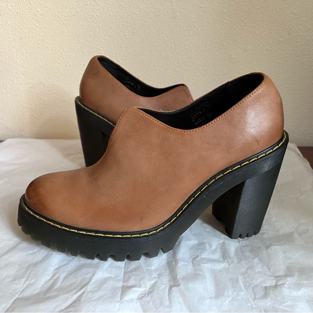 Doc Martens -- 'Cordelia' Tan/Brown Chunky Heels